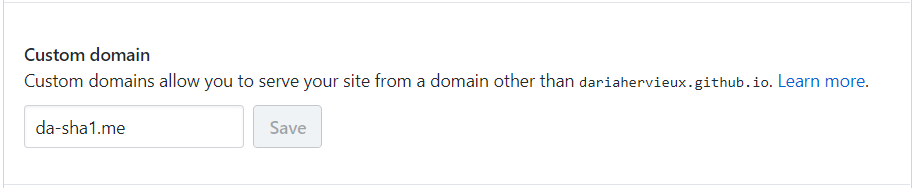 GitHub Pages Custom domain name configuration